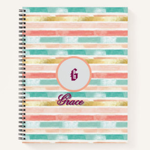 Pastel Geometric Seamless Pattern Monogram Notebook