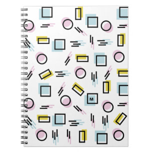 Pastel Geometric Shapes Pattern Monogram Notebook
