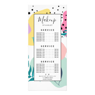 Pastel geometric shapes tropical leaf pattern rack card