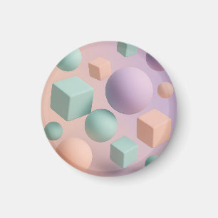 Pastel Geometric Spheres Cubes Magnet
