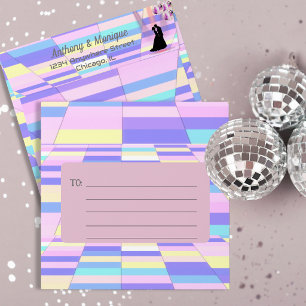 Pastel Geometric Square Retro Disco Dance Floor Envelope