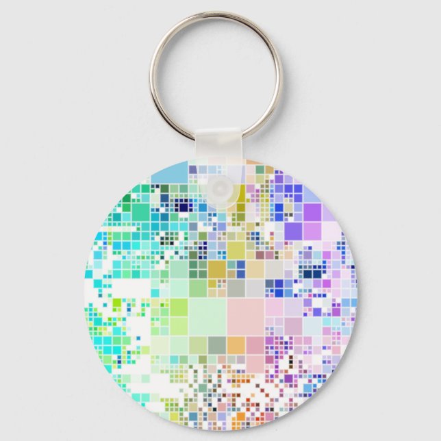 Pastel Geometric Squares Key Ring (Front)