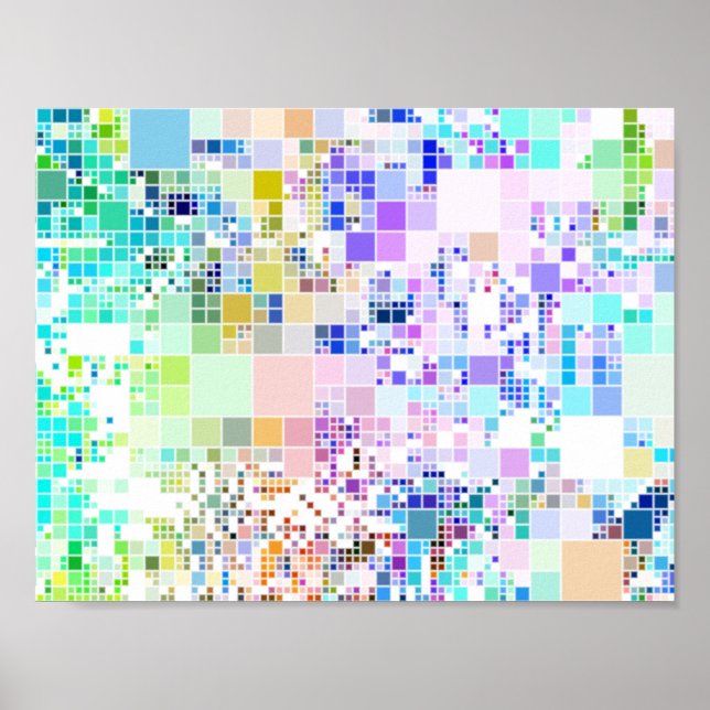 Pastel Geometric Squares Poster (Front)