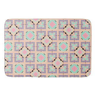 Pastel Geometric Tile Pattern | Pink Mint Purple Bath Mat