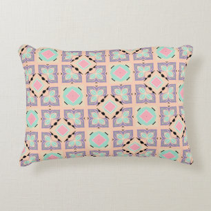 Pastel Geometric Tile Pattern Pink Mint Purple Decorative Cushion