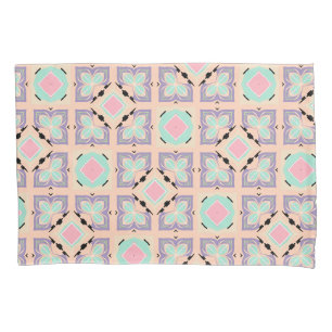 Pastel Geometric Tile Pattern Pink Mint Purple Pillowcase