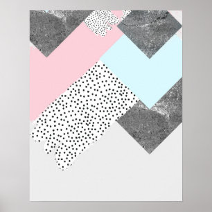 Pastel Geomtric Marble Dotted Design Poster