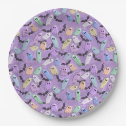 Pastel Ghost Party Paper Plate