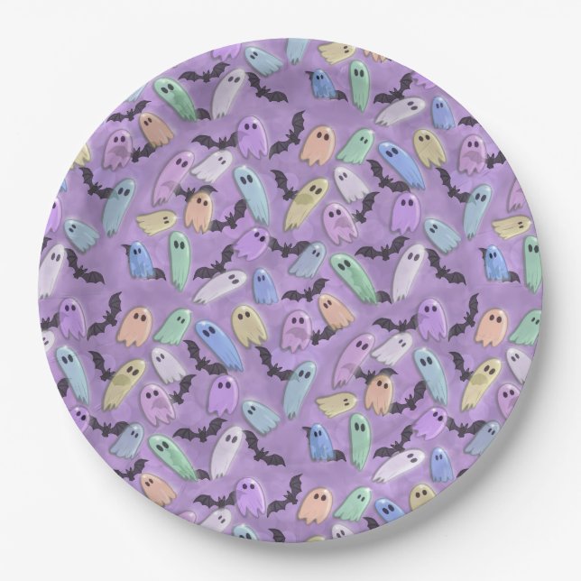 Pastel Ghost Party Paper Plate (Front)
