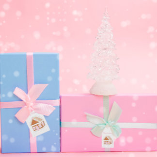 Pastel Gingerbread House Christmas Gift Tag