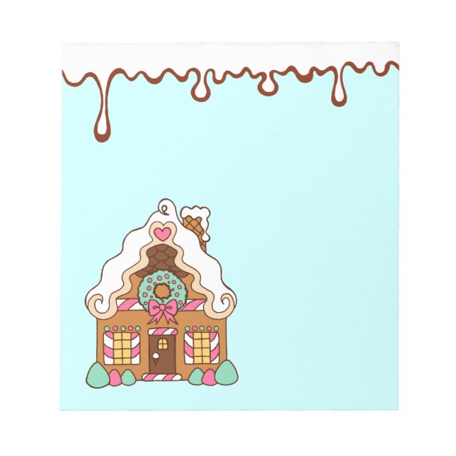 Pastel Gingerbread House Notepad (Front)
