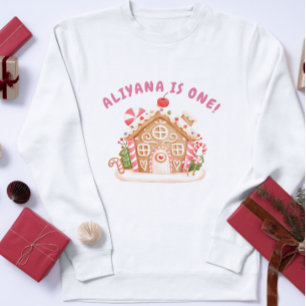 Pastel Gingerbread House Winter 1st Birthday Baby T-Shirt