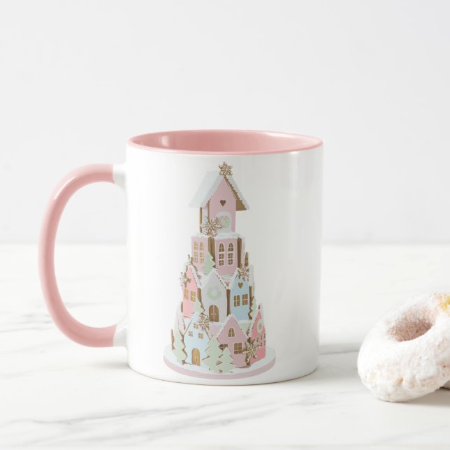Pastel Gingerbread Sugar Castle Cake Mug (With Donut)