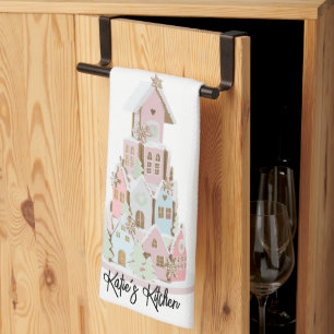 Pastel Gingerbread Sugar Castle Cake Tea Towel