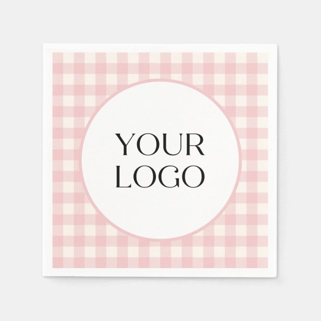 Pastel Gingham Napkins Your Logo Here (Front)