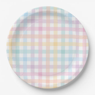 Pastel Gingham Paper Plate