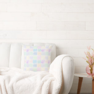 Pastel Gingham Pattern Cushion