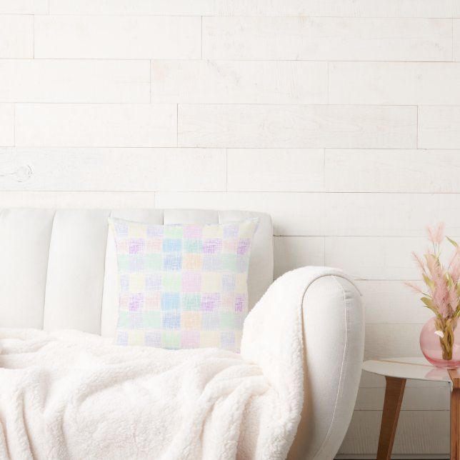 Pastel Gingham Pattern Cushion (Couch)