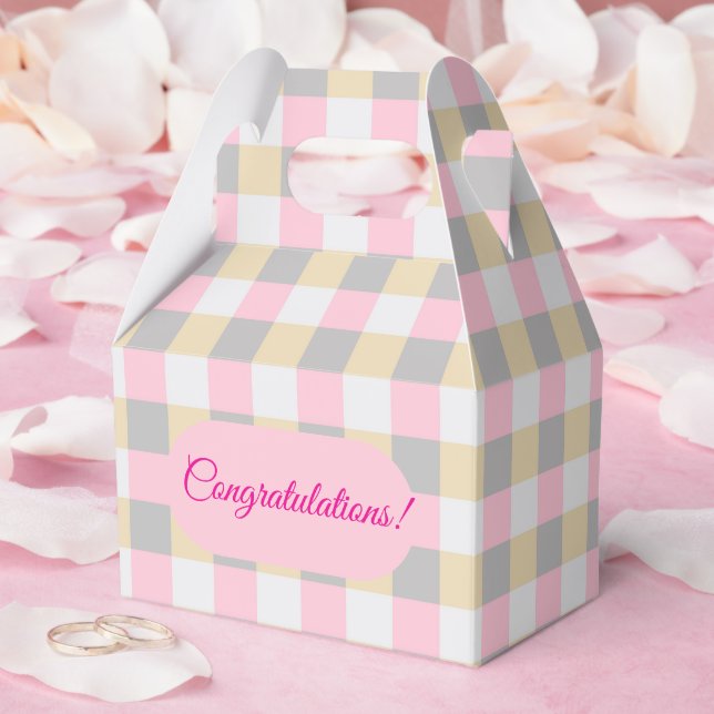 Pastel Gingham Plaid  Favour Box (Wedding)