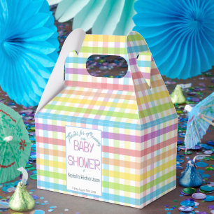 Pastel Gingham Rainbow Baby Shower Favour Box