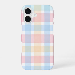 Pastel Gingham – Soft Watercolor Pattern iPhone 16 Case