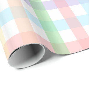 Pastel Gingham Stripes Wrapping Paper