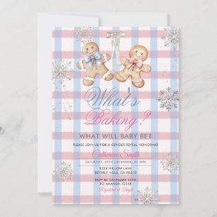 Pastel Gingham What’s Baking Gender Reveal Invitat Invitation