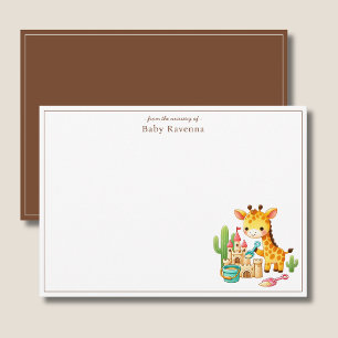 Pastel Giraffe Boy Building Sandcastle Thank You  Card