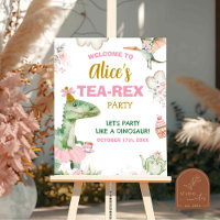 Pastel Girl Dinosaur Tutu Tea-Rex  Welcome Sign