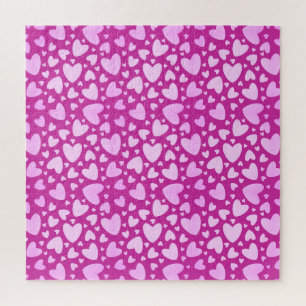 Pastel Girly Love Hearts   Impossible Hot Pink Jigsaw Puzzle