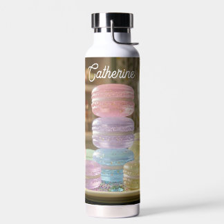 Pastel Glass Macaron Cookies Personalised Water Bottle