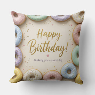 Pastel Glazed Donuts Gold Sprinkles Sweet Cushion