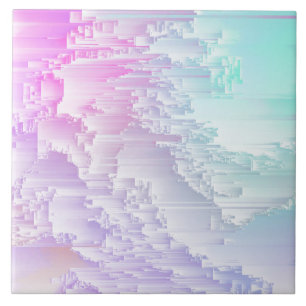 Pastel Glitch Ceramic Tile