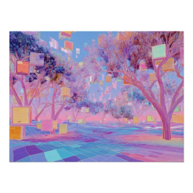 Pastel Glitch Forest in Dreamscape Bloom Poster (Front)