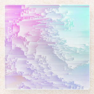 Pastel Glitch Glass Coaster