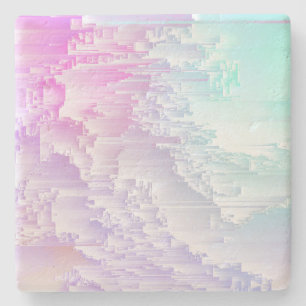 Pastel Glitch Stone Coaster