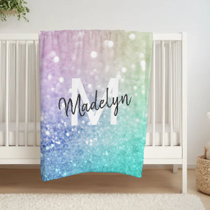 Pastel Glitter Bokeh BackgroundGlam Elegant Glitte Fleece Blanket