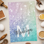 Pastel Glitter Bokeh BackgroundGlam Elegant Glitte Tea Towel<br><div class="desc">Easily personalise this elegant colourful bokeh glitter pattern with your custom name and/or monogram.</div>