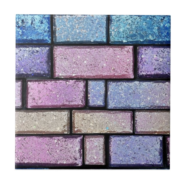 Pastel Glitter Brick Pattern Ceramic Tile (Front)