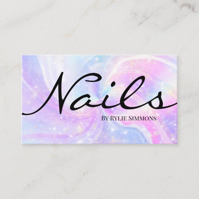 Pastel Glitter Holographic Business Card (Front)