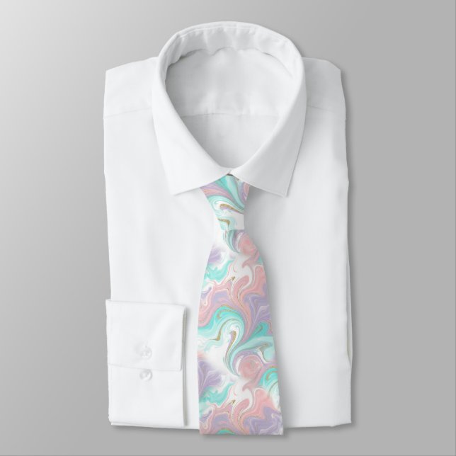 Pastel Glitter Ombre Rainbow Colour  Pattern  Tie (Tied)