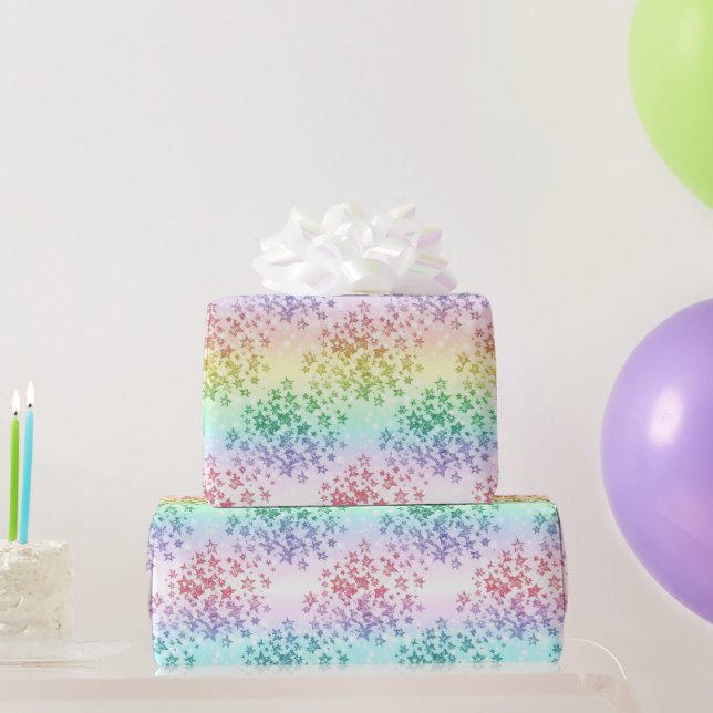 Pastel Glitter Ombre Rainbow Colour  Pattern  Wrapping Paper (Party Gifts)