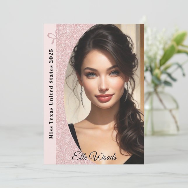 Pastel Glitter Pageant Autograph Cards (Standing Front)