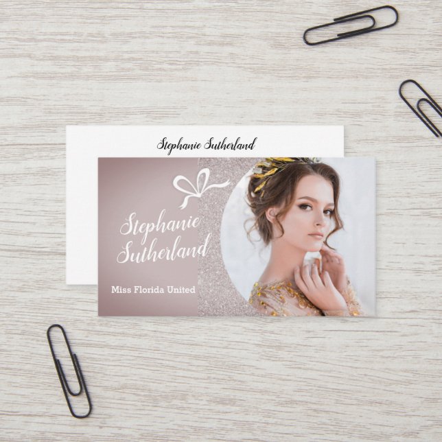 Pastel Glitter Pageant Business Card (Front/Back In Situ)
