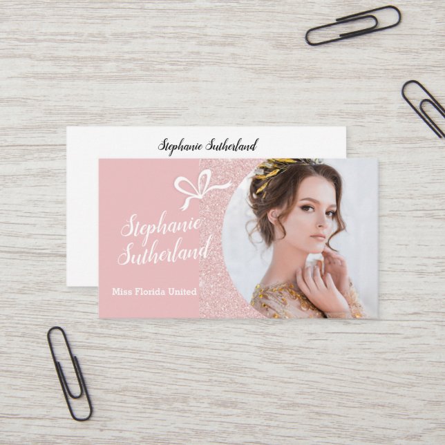 Pastel Glitter Pageant Business Card (Front/Back In Situ)