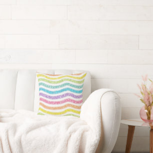 Pastel Glitter Rainbow Cushion