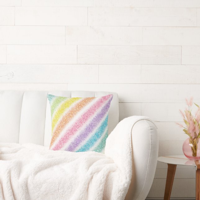 Pastel Glitter Rainbow Cushion (Couch)