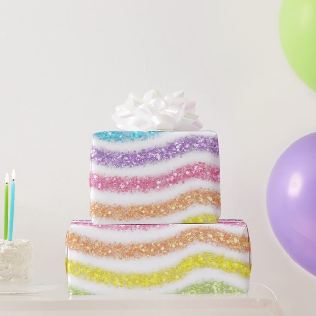 Pastel Glitter Rainbow Wrapping Paper (Party Gifts)