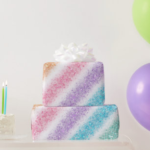 Pastel Glitter Rainbow Wrapping Paper