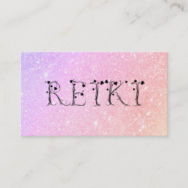 *~*  Pastel Glitter REIKI Ivy  Botanical Font Business Card (Front)